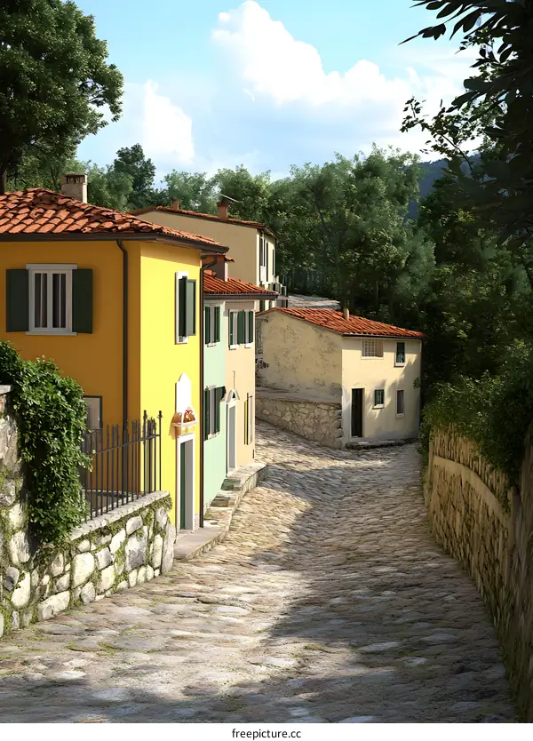 Cobblestone Street in Italian Village