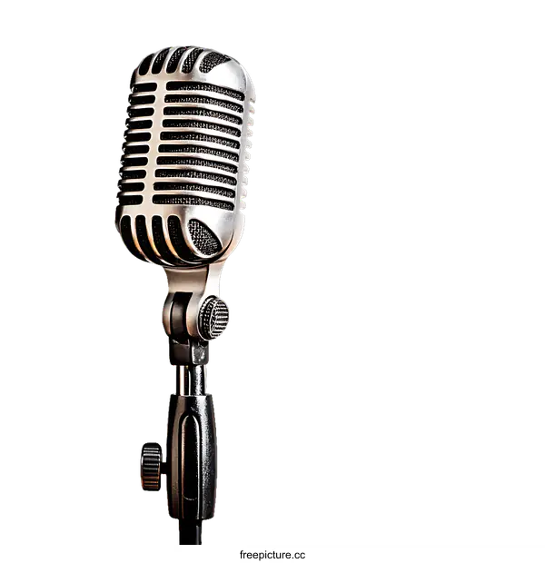 [Transparent Background PNG]Vintage Microphone on White Background
