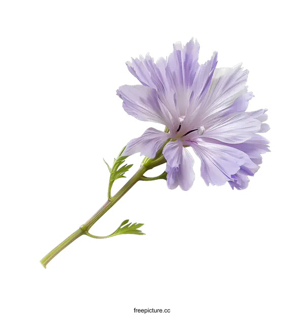 [Transparent Background PNG]Single Purple Flower Stem on White Background