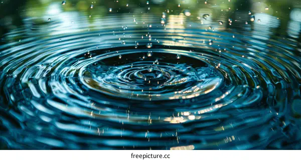Ripples Created by a Water Drop Falling into a Pond
