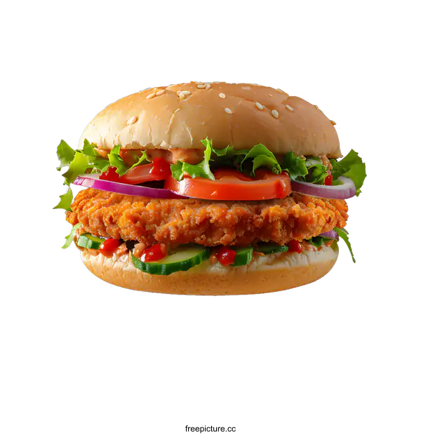 [Transparent Background PNG]Crispy Fried Chicken Sandwich