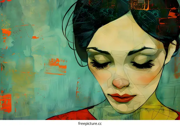 portrait of a young woman with her eyes closed