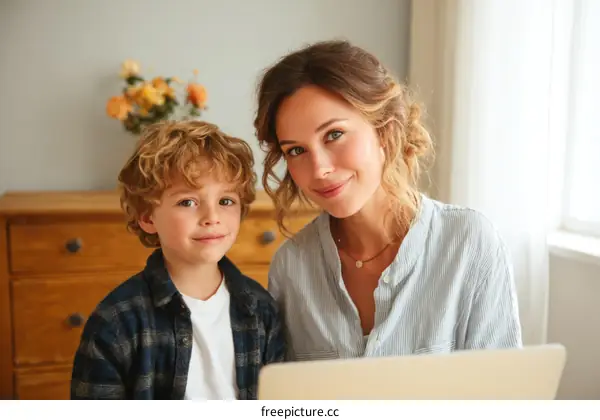 Mother and Son Bonding Moment at Home