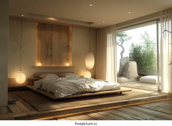 Japanese Minimalist Bedroom Design with Tatami Floor