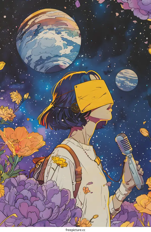 Cosmic Serenade: A Girl Singing Among the Stars