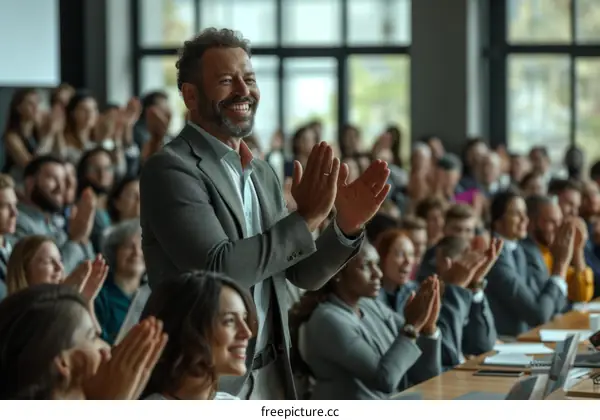 Diverse Audience Applauding at Business Conference