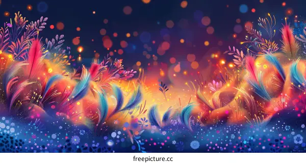 Mesmerizing Blooms Dance in a Gentle Breeze, Celestial Stars Shimmer in a Surreal Display