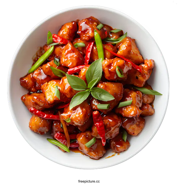 [Transparent Background PNG]Spicy Chicken Stir Fry with Basil