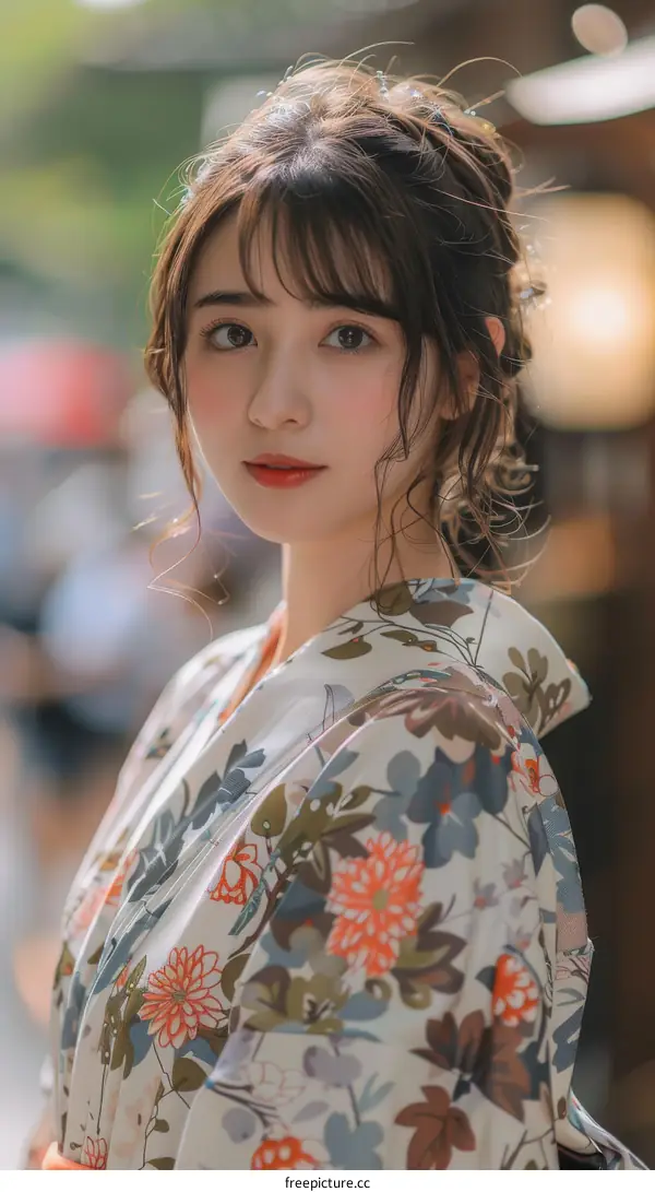 Asian Woman in Traditional Japanese Kimono