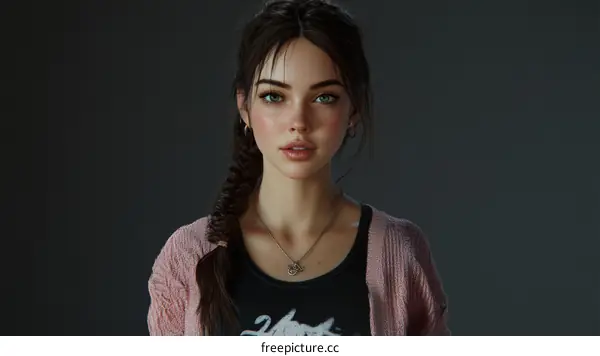 Digital Illustration of a Beautiful Caucasian Woman