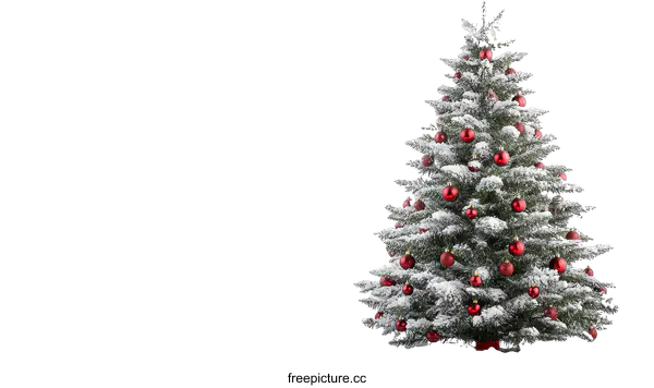 [Transparent Background PNG]Snowy Christmas Tree Isolated on White Background