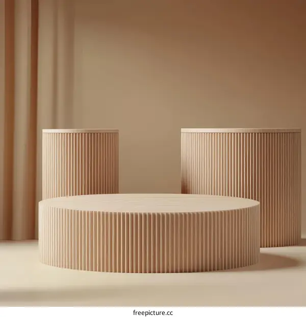 Beige Geometric Display Podiums