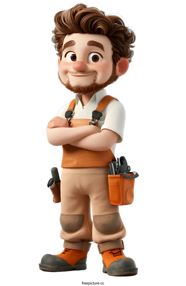 [Transparent Background PNG]Confident Handyman Ready for Work