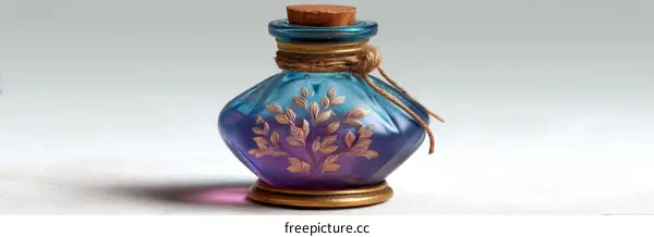 Beautiful Vintage Glass Bottle with Floral Design