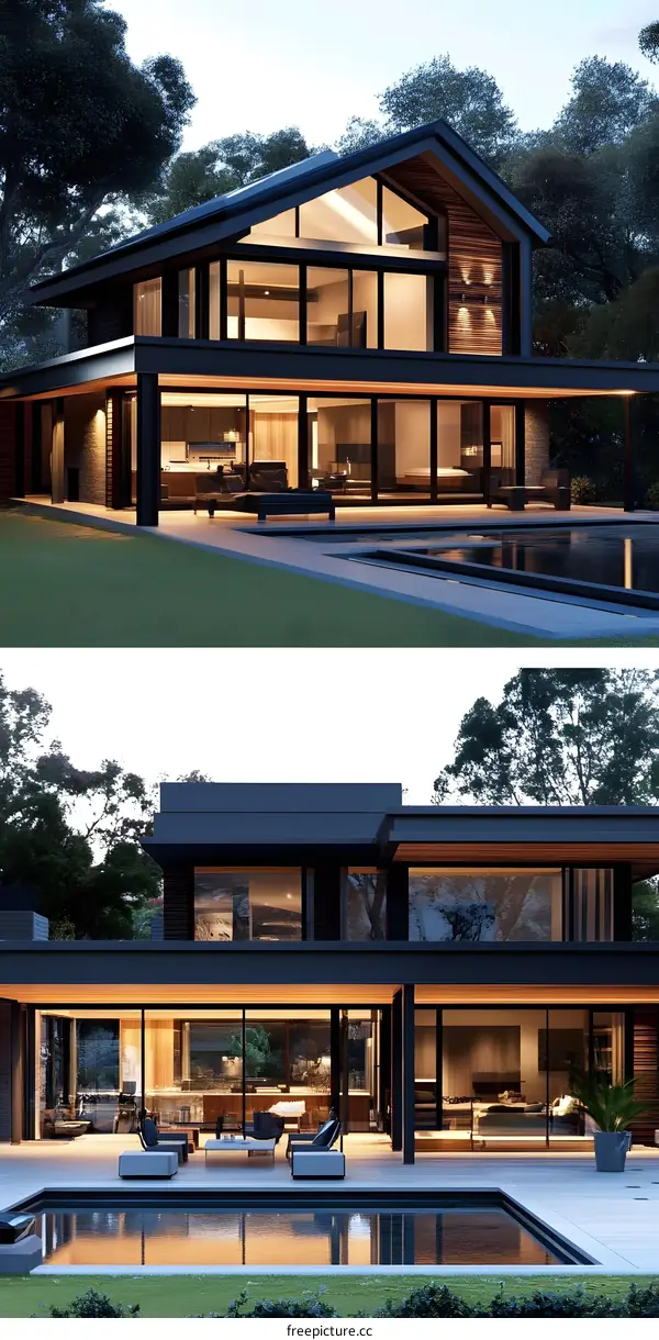 Modern Home Architecture with a Swimming Pool and Large Windows