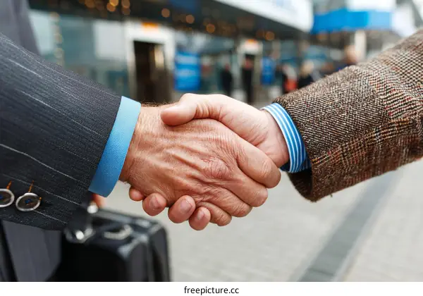 Business Deal Handshake in City Setting