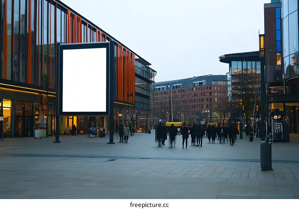 Blank Billboard Advertisement in Modern City Street