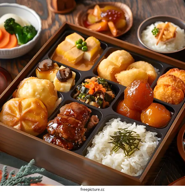 A delicious and nutritious bento box with a variety of traditional Chinese dishes