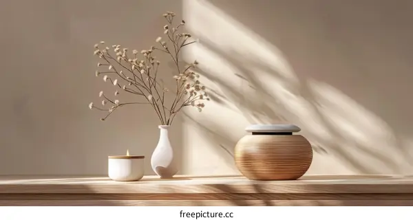 Wooden Decor on a Rustic Table