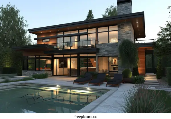 Modern Luxury House Exterior Design with Pool