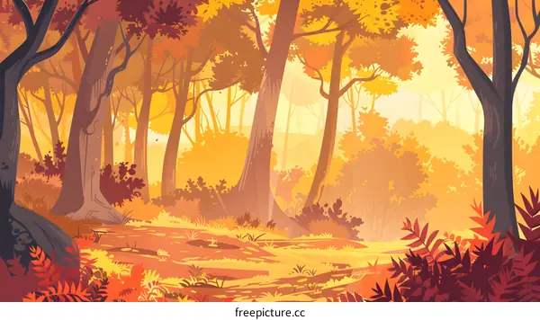 Autumn Forest Landscape Illustration