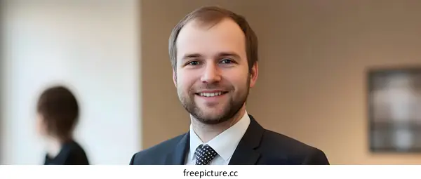 Portrait of a Caucasian Man in a Suit Smiling