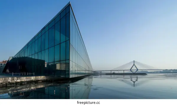 City Skyline Reflected in Modern Glass Building
