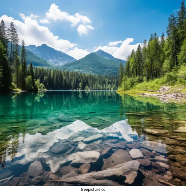 Pristine Alpine Lake Surrounded by Towering Peaks
