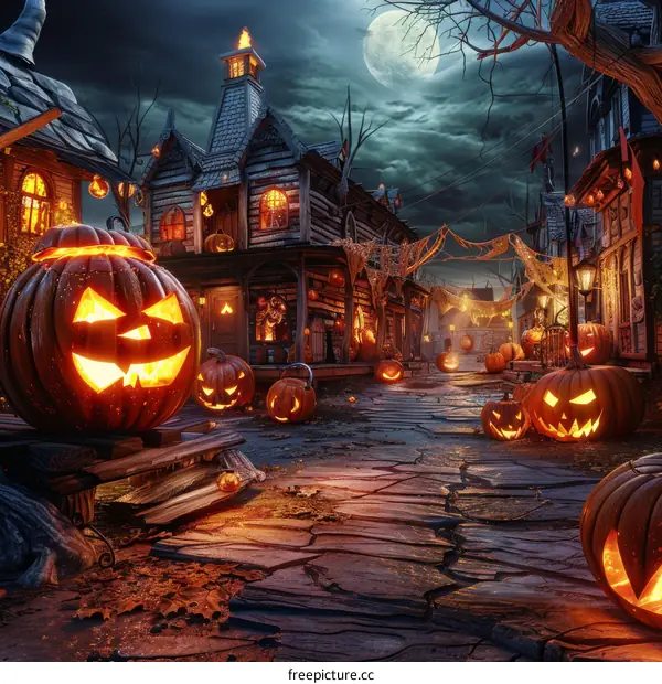 Halloween Night in a Small Village