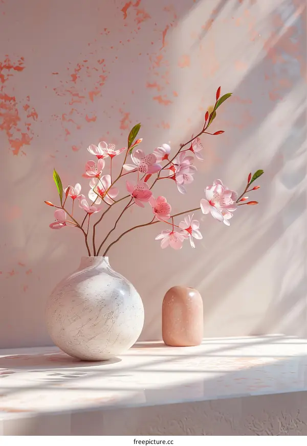 Pink Cherry Blossom Vase Still Life