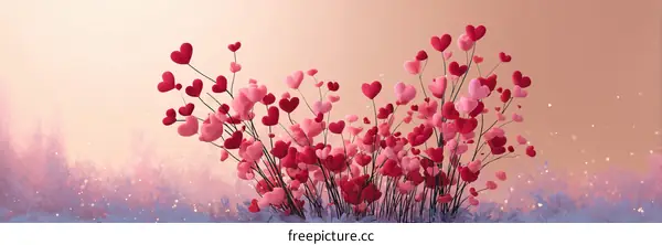 Heart-shaped Flowers Valentines Day Illustration