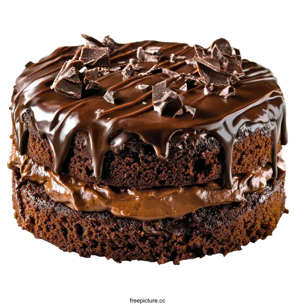 [Transparent Background PNG]Delicious Chocolate Cake with Rich Ganache