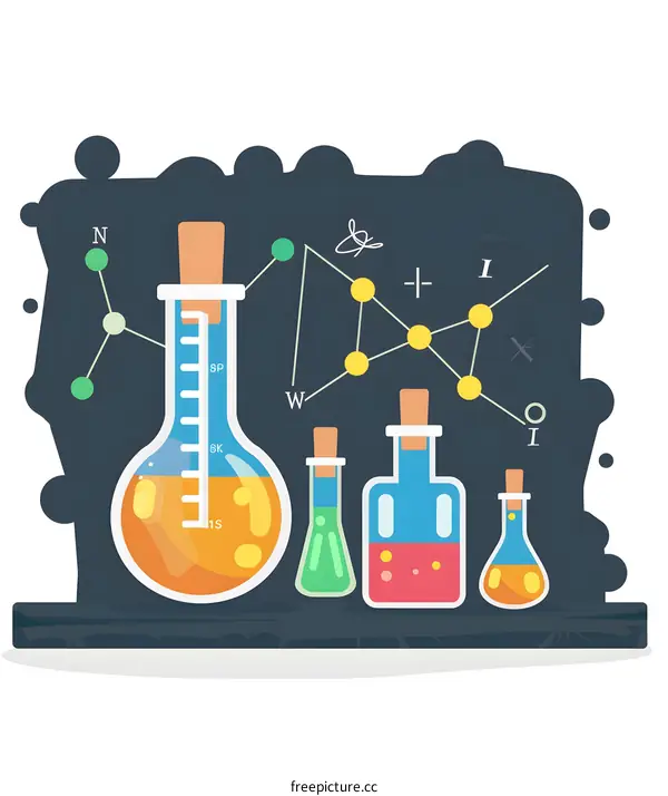 Chemistry Lab Illustration With Flasks