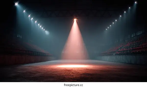 Empty Arena Stage Under Spotlights