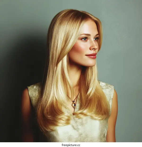 Blonde woman with long healthy hair
