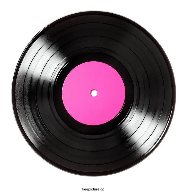 [Transparent Background PNG]Vintage Pink Vinyl Record Illustration