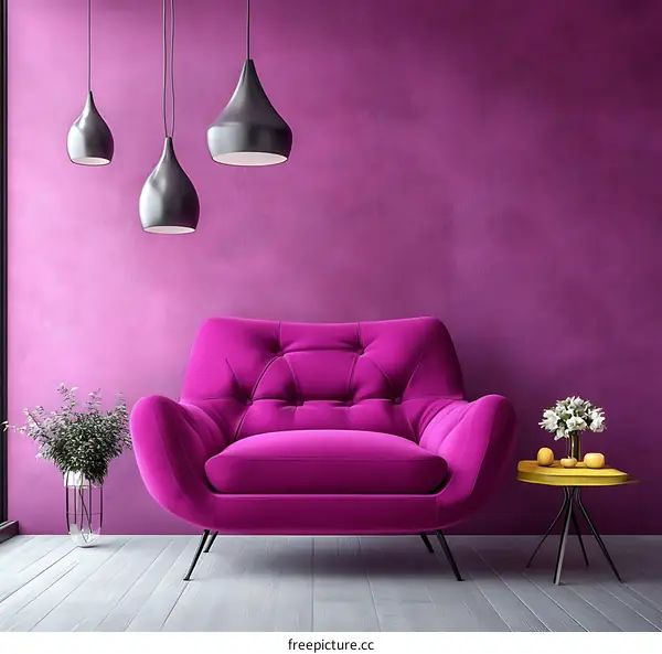 Elegant Purple Living Room with Modern Sofa