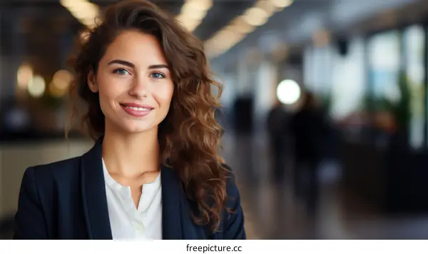 Portrait of a young businesswoman smiling in an office environment