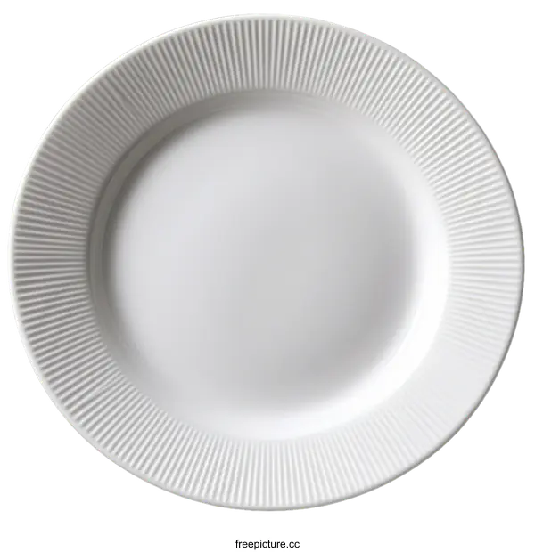 [Transparent Background PNG]White Round Plate with Ribbed Design