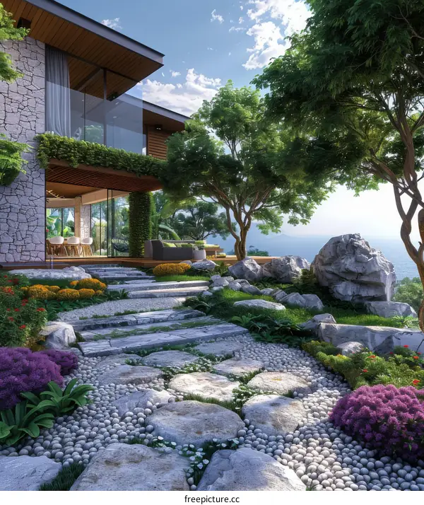 Modern Villa with Sea and Mountain Views