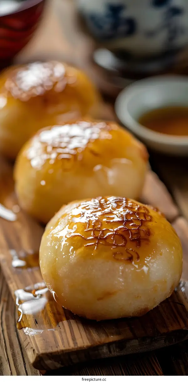 Japanese Mochi Rice Cakes With Sweet Sauce