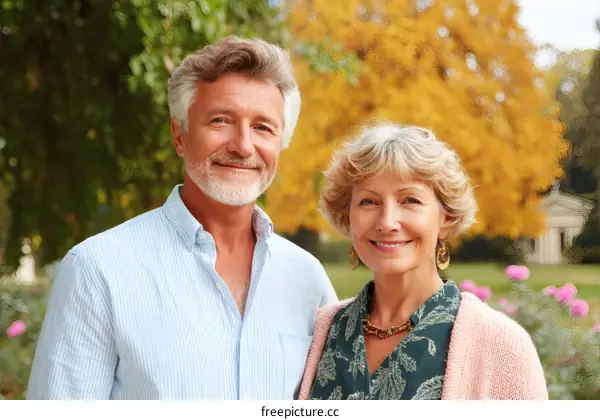 Happy Couple Outdoors Autumn Day