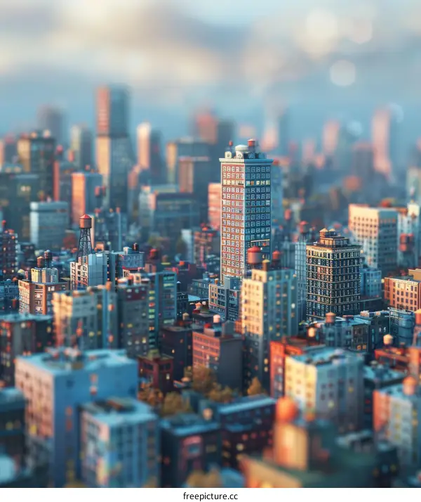 Small City Model with Many Residential Buildings