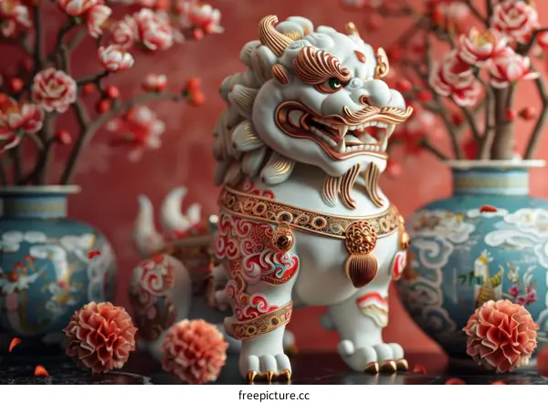 A Lucky Ceramic Lion Statue