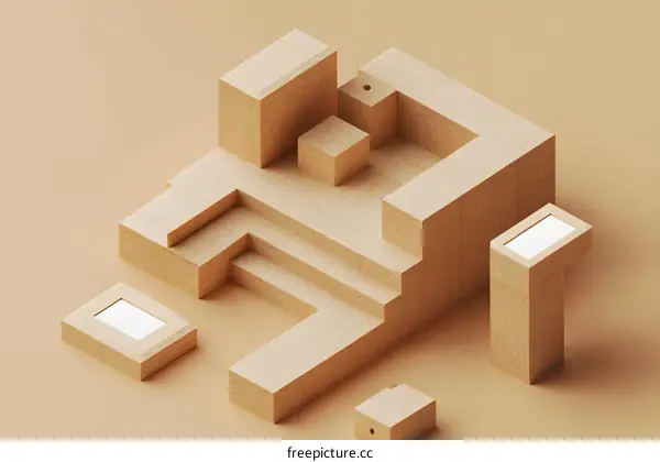 Abstract Minimalist Geometric Shapes 3D Render