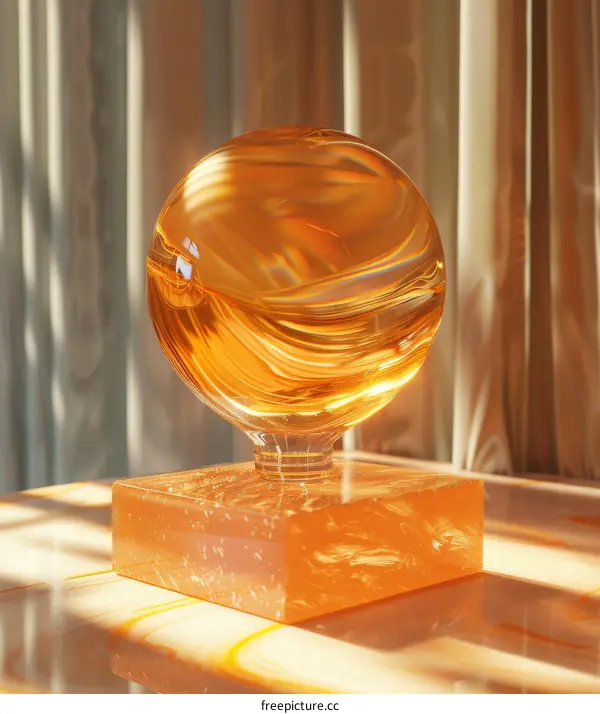 glass ball on marble table