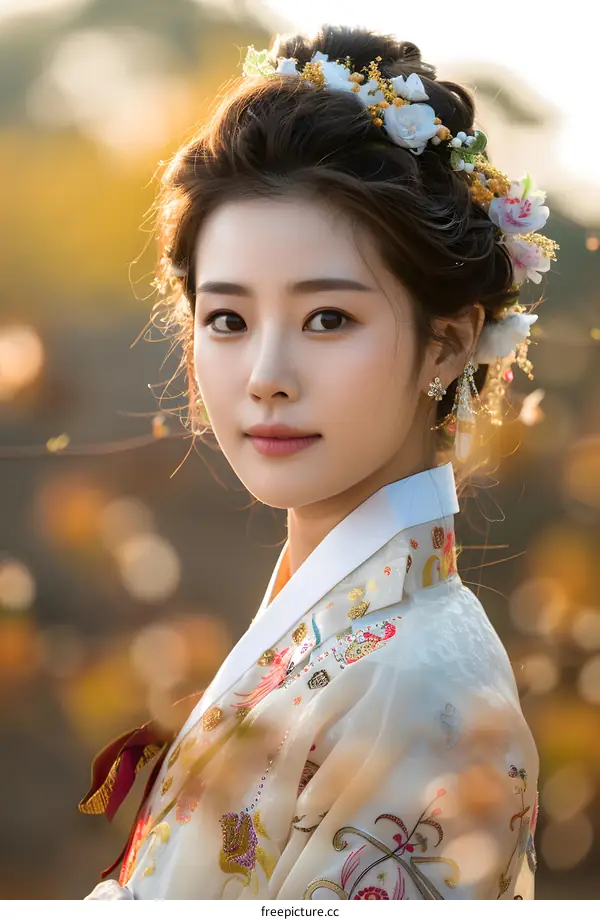 Portrait of a young woman in a hanbok