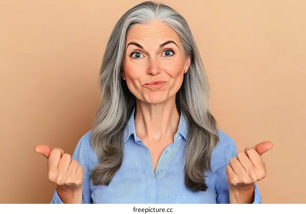 Mature Woman Gesturing with Confidence
