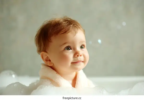 Adorable Baby Girl Enjoying a Bath Time