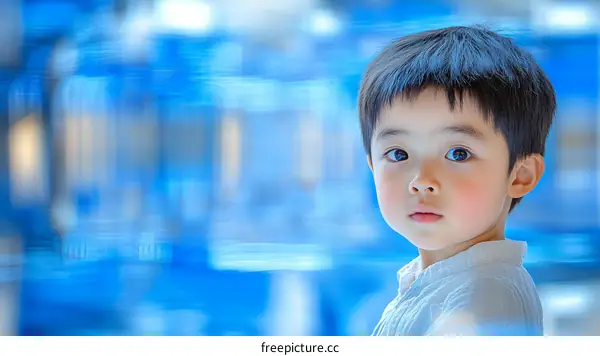 A Close-up Portrait of a Child with a Blurred Background